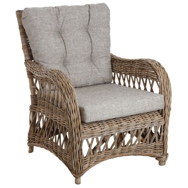 Fauteuil en poelet gris avec coussins Kisaran