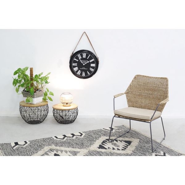 Fauteuil en poelet gris et métal - AUBRY GASPARD