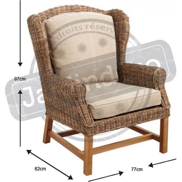 Fauteuil en poelet gris et teck Pati - AUBRY GASPARD