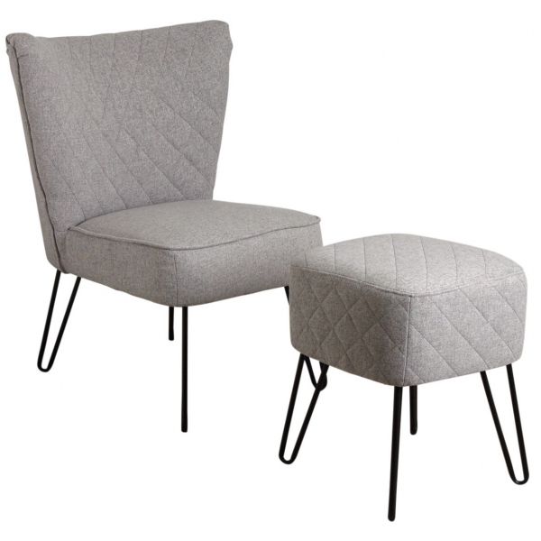Fauteuil en polyester gris et métal Capiton - AUBRY GASPARD