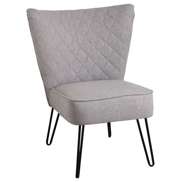 Fauteuil en polyester gris et métal Capiton