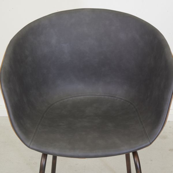 Fauteuil en polyuréthane camel et gris - AUB-4995