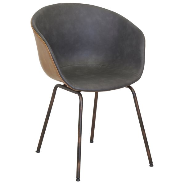 Fauteuil en polyuréthane camel et gris