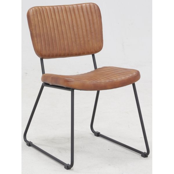 Fauteuil et repose-pieds en cuir  de buffle pleine fleur - 5