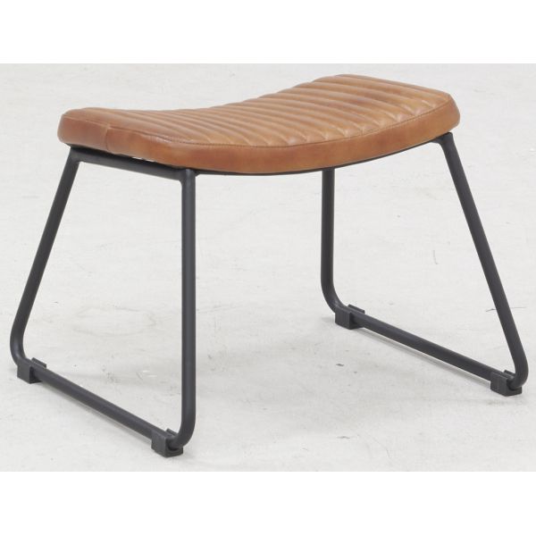 Fauteuil et repose-pieds en cuir  de buffle pleine fleur - 6