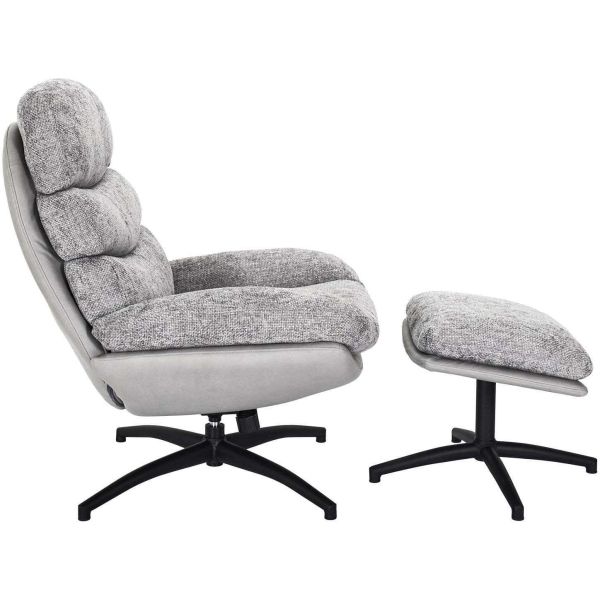 Fauteuil et repose pieds en tissu William - CMP-5067