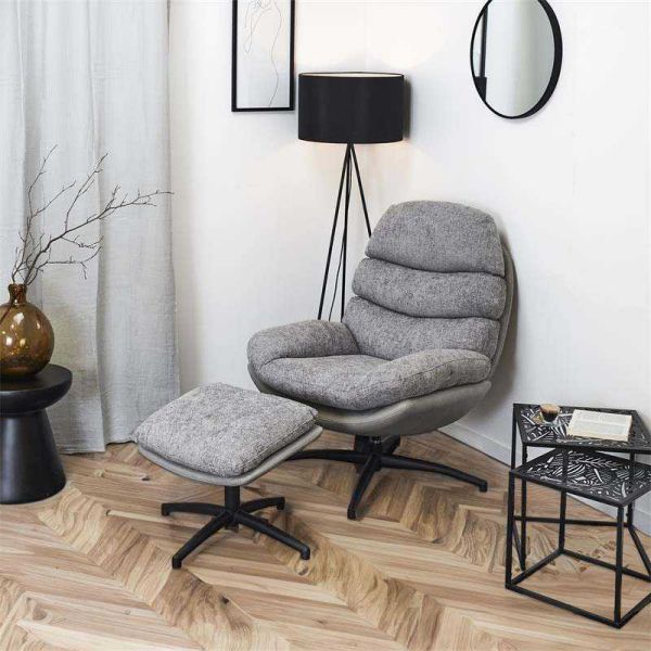 Fauteuil et repose pieds en tissu William - THE HOME DECO FACTORY