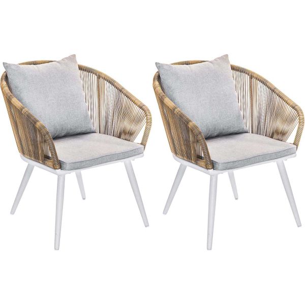 Fauteuil en résine tissée et aluminium Maldives (Lot de 2)