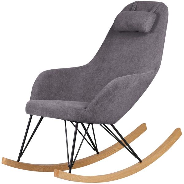 Fauteuil rocking-chair en tissu et bois Evy