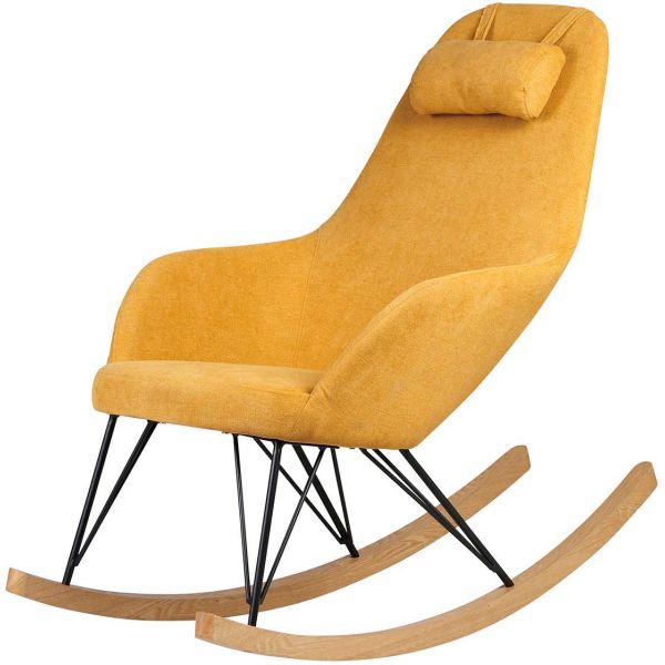 Fauteuil rocking-chair en tissu et bois Evy