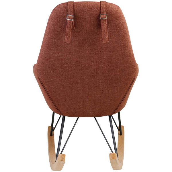 Fauteuil rocking-chair en tissu et bois Evy - 5