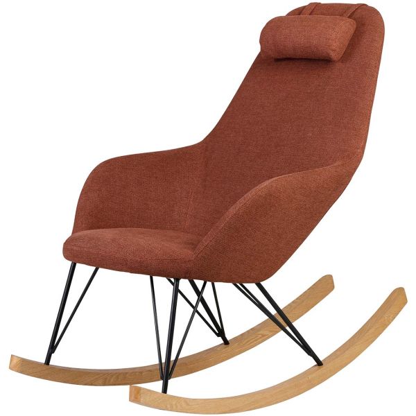 Fauteuil rocking-chair en tissu et bois Evy
