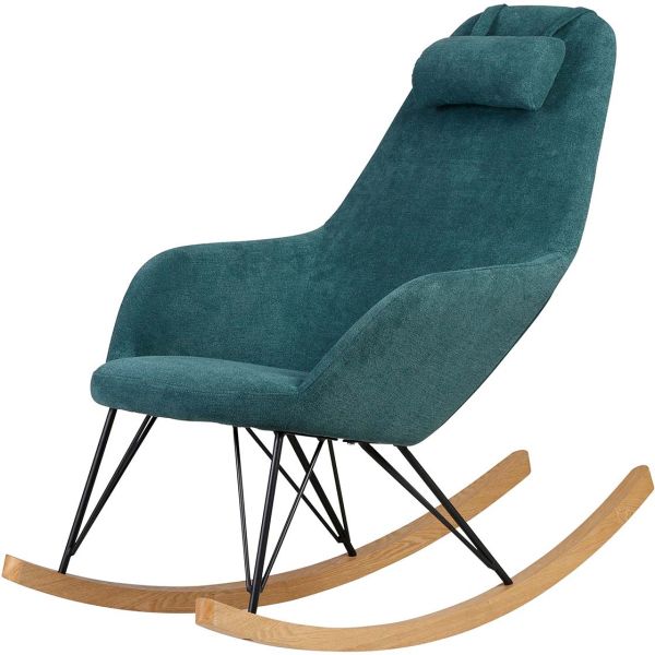 Fauteuil rocking-chair en tissu et bois Evy