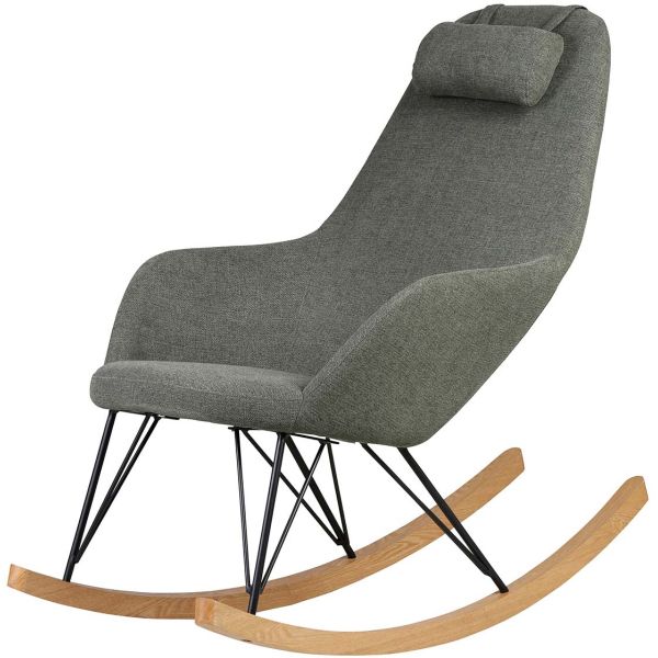 Fauteuil rocking-chair en tissu et bois Evy