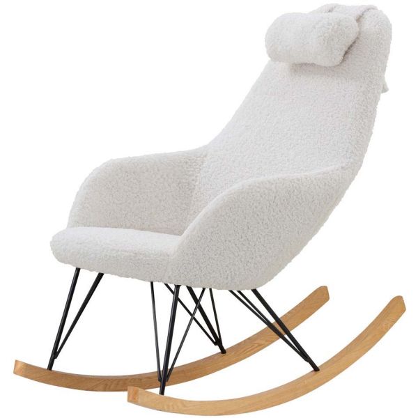 Fauteuil rocking-chair en tissu et bois Evy