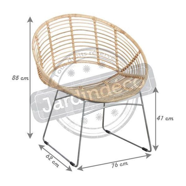 Fauteuil rond en métal et rotin naturel - AUBRY GASPARD