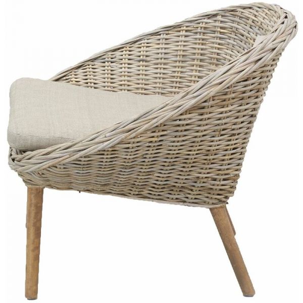 Fauteuil rond en poelet gris Talang - AUB-4577