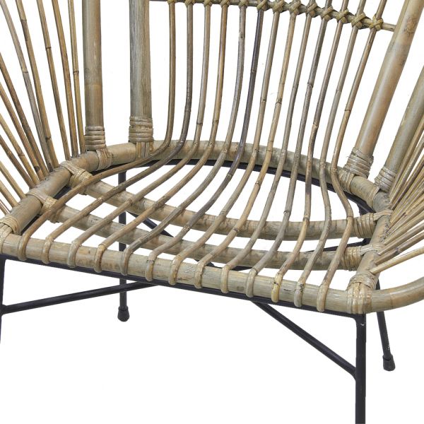 Fauteuil rond en rotin gris et métal - 139