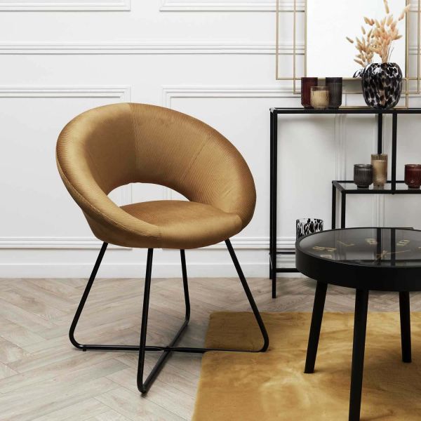 Fauteuil rond en velours cotelé Giulia - 109