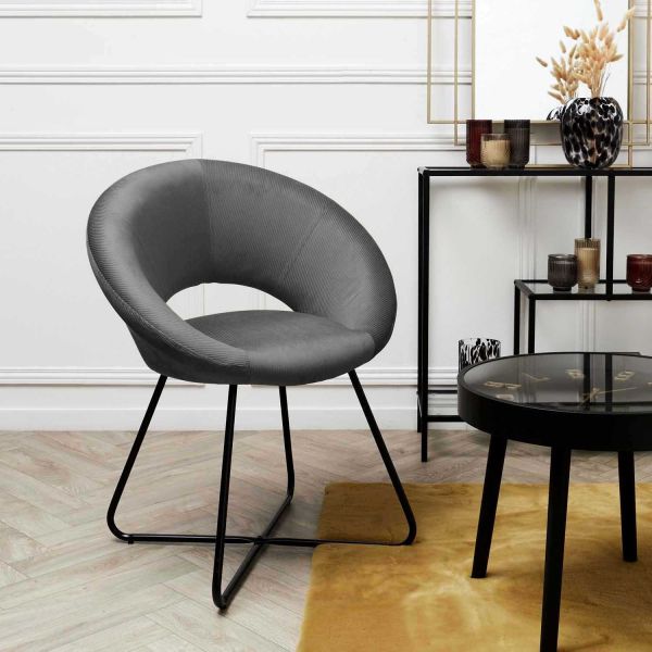 Fauteuil rond en velours cotelé Giulia - THE HOME DECO FACTORY