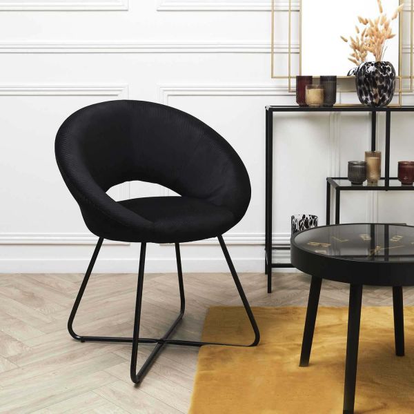 Fauteuil rond en velours cotelé Giulia - THE HOME DECO FACTORY