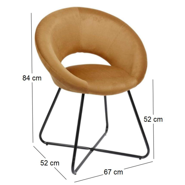 Fauteuil rond en velours cotelé Giulia - 5