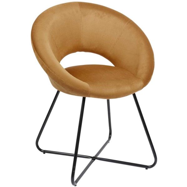 Fauteuil rond en velours cotelé Giulia