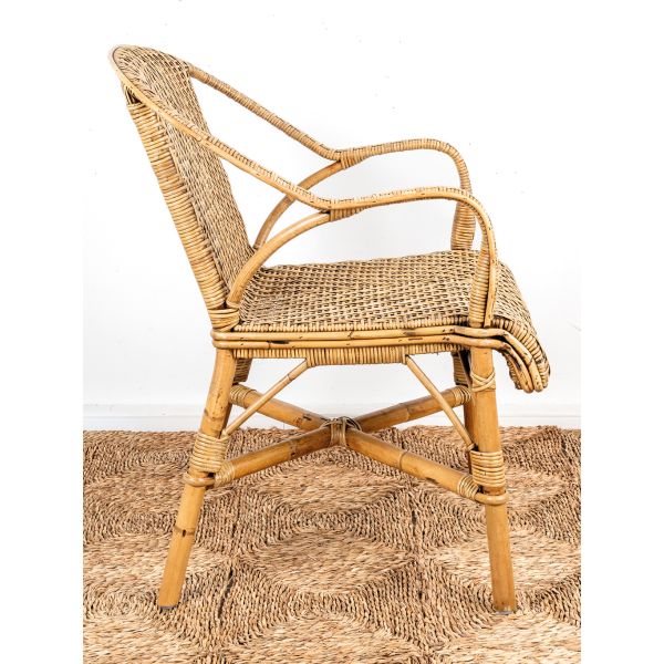Fauteuil rotin ancien Belle époque - 5