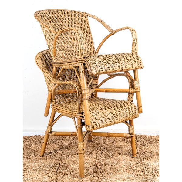 Fauteuil rotin ancien Belle époque - 6
