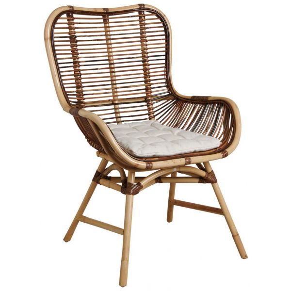 Fauteuil en rotin croco avec coussin Bontang