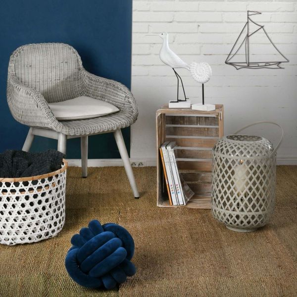 Fauteuil en rotin gris et bois - AUBRY GASPARD