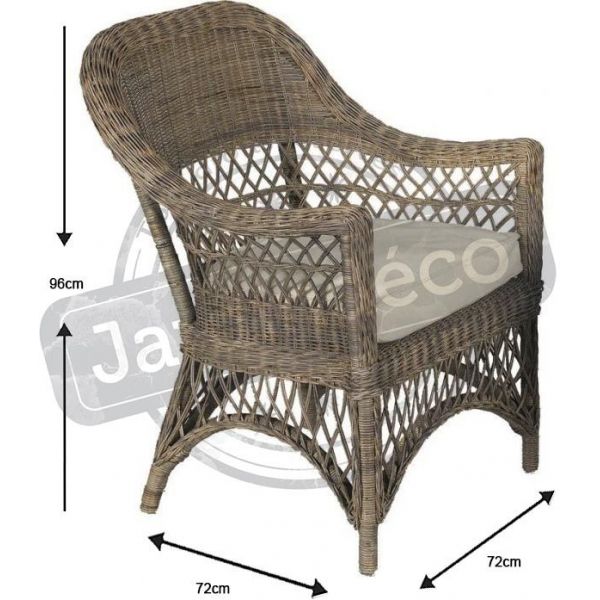 Fauteuil En Rotin Gris Avec Coussin Polo
