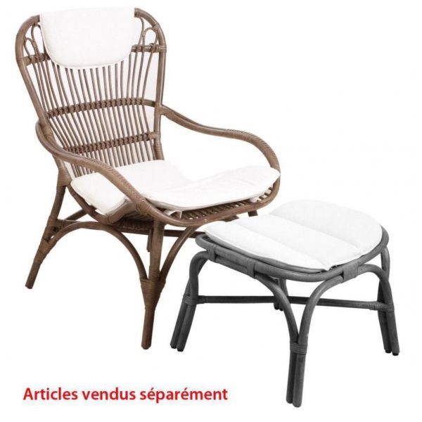 Fauteuil en rotin gris vintage - AUBRY GASPARD