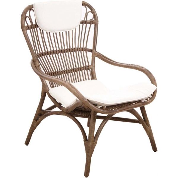 Fauteuil en rotin gris vintage