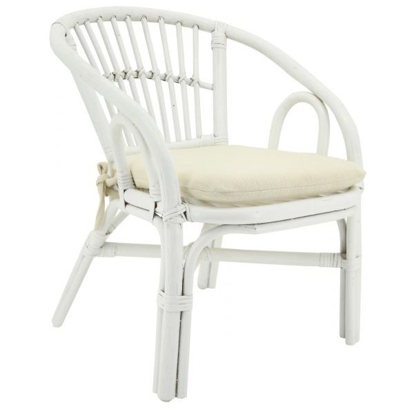 Fauteuil enfant en rotin laqué blanc Putih