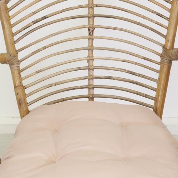 Fauteuil en rotin marron + coussin - 5