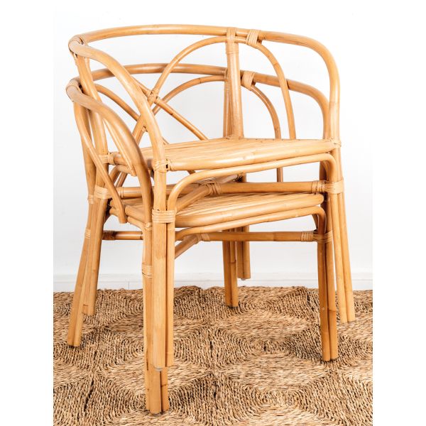 Fauteuil en rotin naturel dossier croisé Charlie - 7