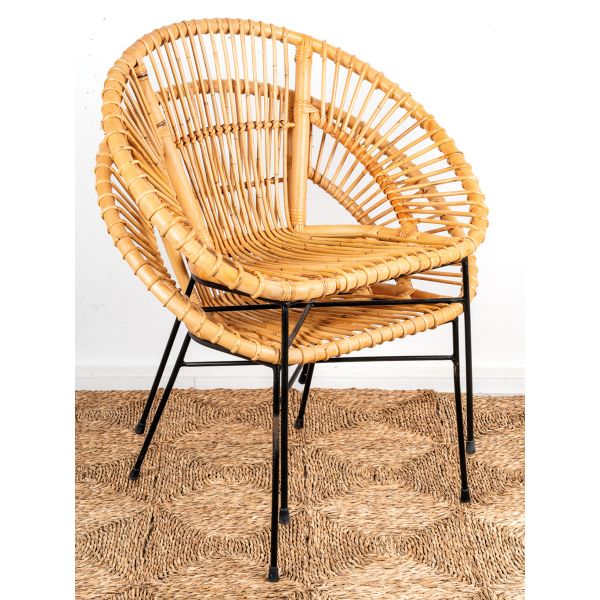 Fauteuil en rotin naturel et métal - 6