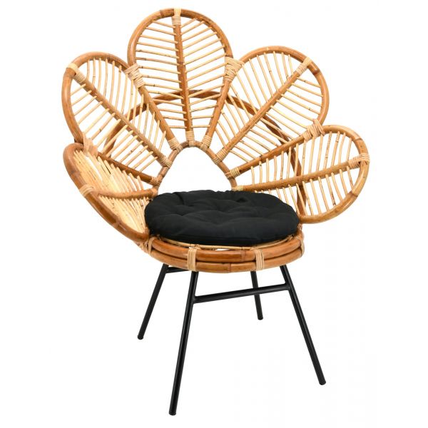 Fauteuil en rotin naturel et métal Bianca