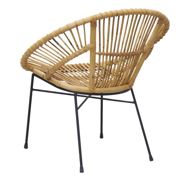 Fauteuil en rotin naturel et métal - AUB-2100