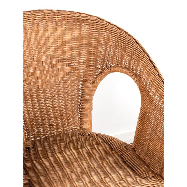 Fauteuil en rotin patiné marron Léa - 6
