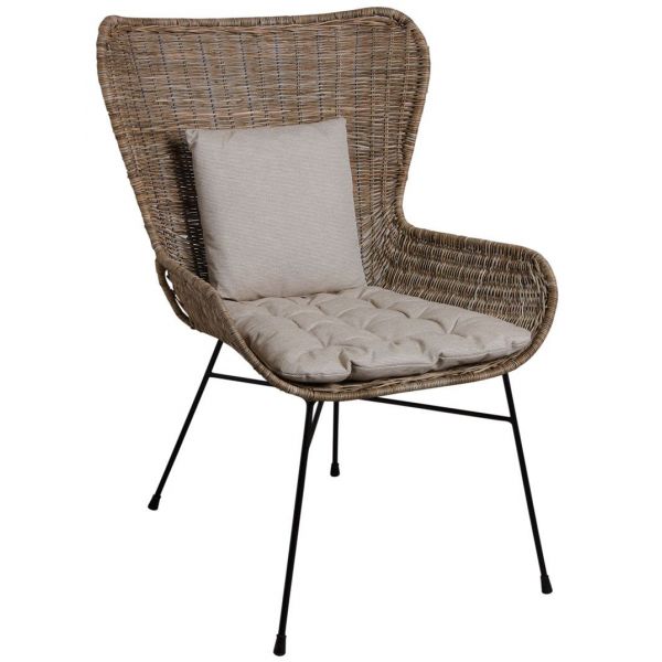 Fauteuil en rotin avec coussin