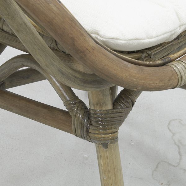 Fauteuil en rotin teinté gris - 5