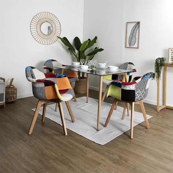 Fauteuil scandinave Patchwork (Lot de 2) - THE HOME DECO FACTORY