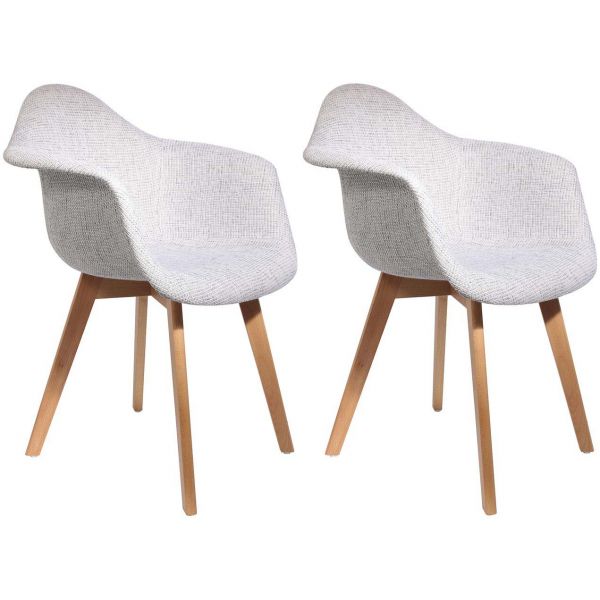 Fauteuil Scandinave Assise Grosse Maille Lot De 2 Gris