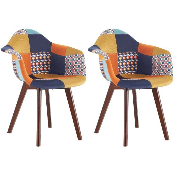 Fauteuil scandinave patchwork (Lot de 2)