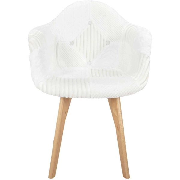 Fauteuil scandinave patchwork blanc - CMP-4733