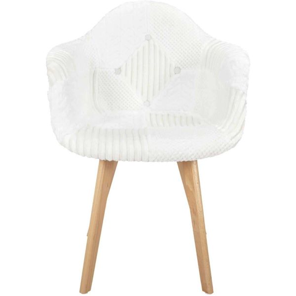 Fauteuil scandinave patchwork blanc - CMP-4733