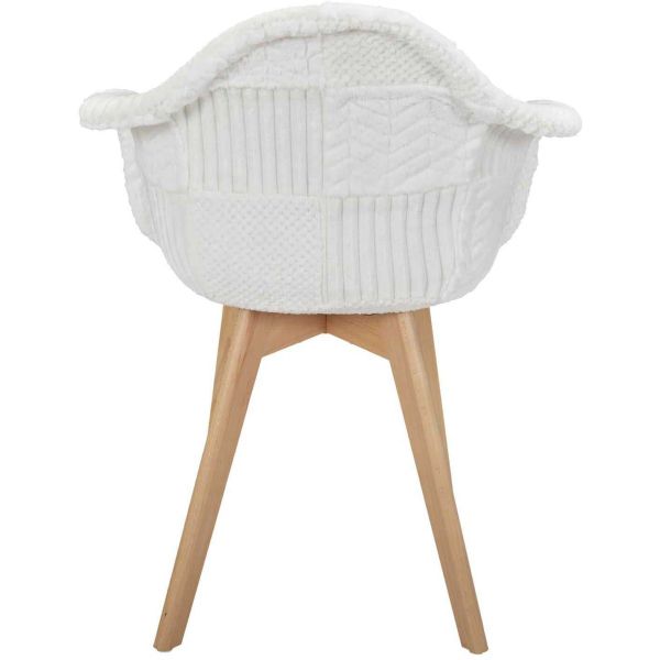 Fauteuil scandinave patchwork blanc - 5