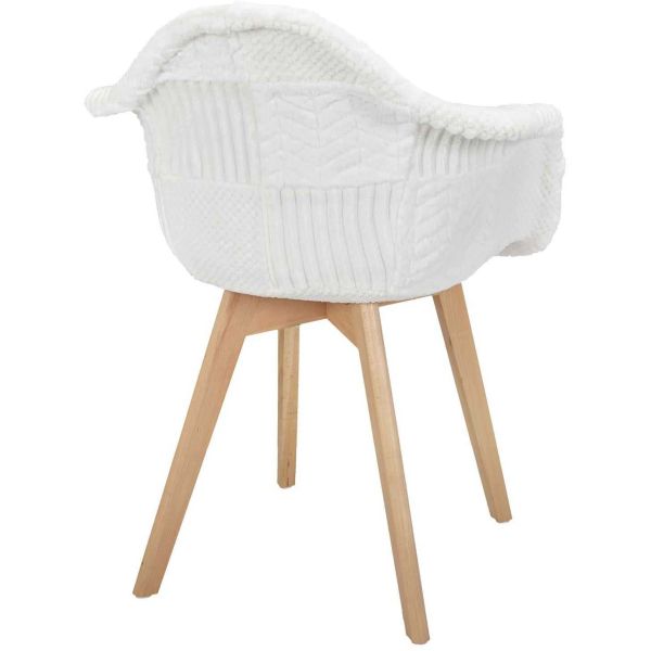 Fauteuil scandinave patchwork blanc - 6